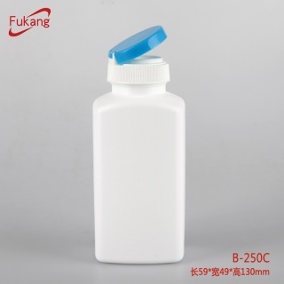 250ML HDPE长方形保健品塑料瓶 150粒1#胶囊包装盒 东莞厂家直销B-250C