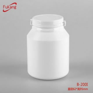 HDPE撕拉盖斜肩圆瓶 200ml白色保健品瓶 药用塑料瓶厂家B-200I