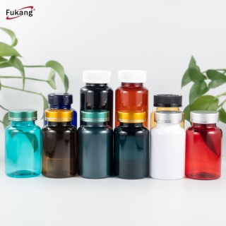 东莞厂家批发保健品瓶子 可定制不同颜色 配金色铝盖 不透光胶囊瓶